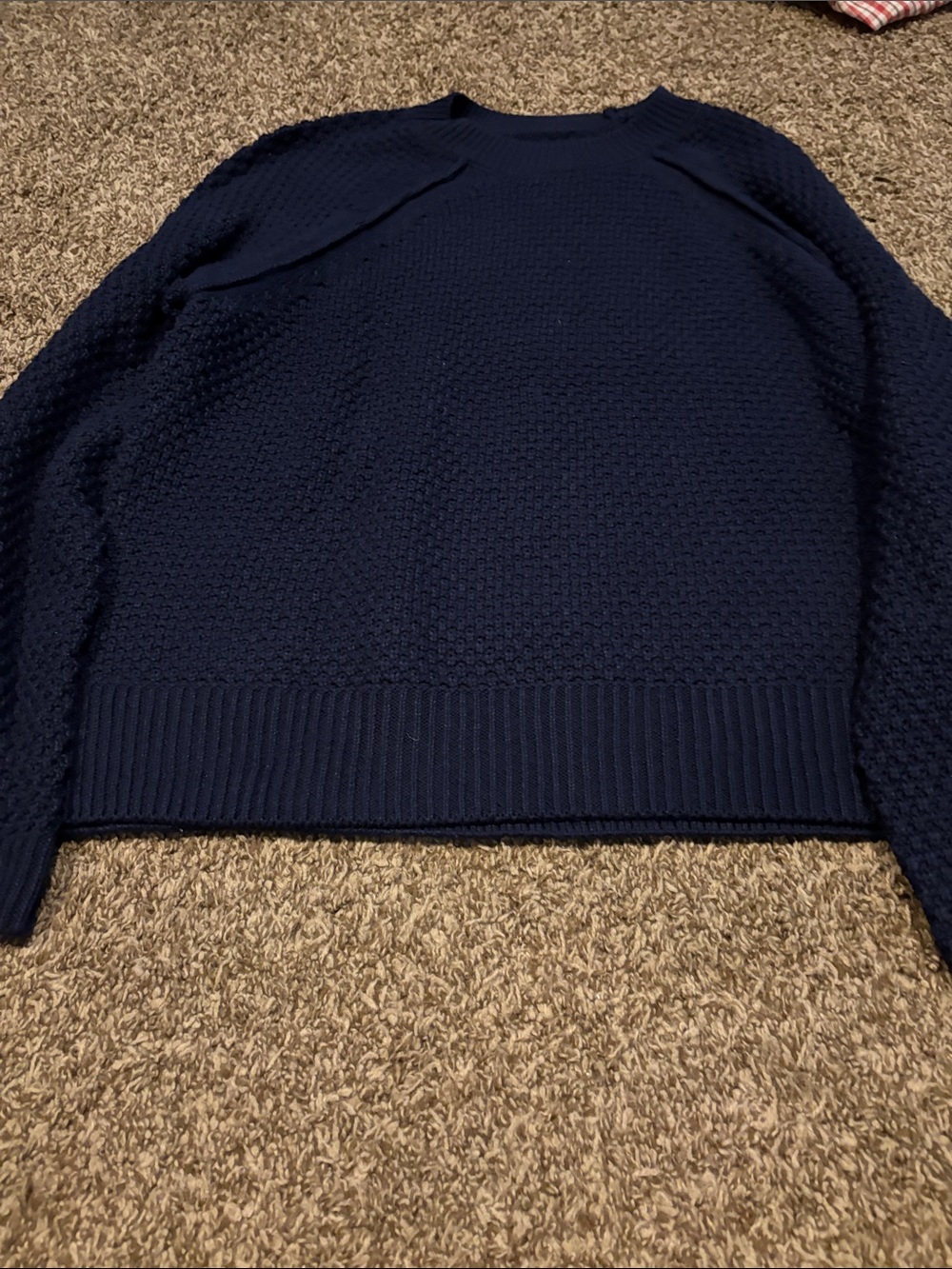 GAP Navy Textured Crewneck Sweater